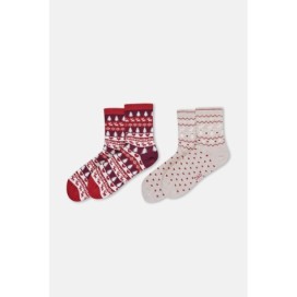 Lot De 2 Chaussettes De Noël a Motif Coeur