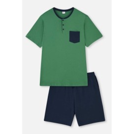 Pyjama En Tricot Demi Plisse Avec Garniture De