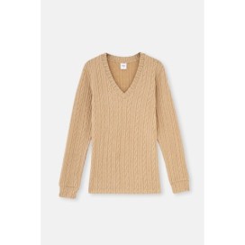 Sweat-Shirt En Maille a Manches Longues Et Col