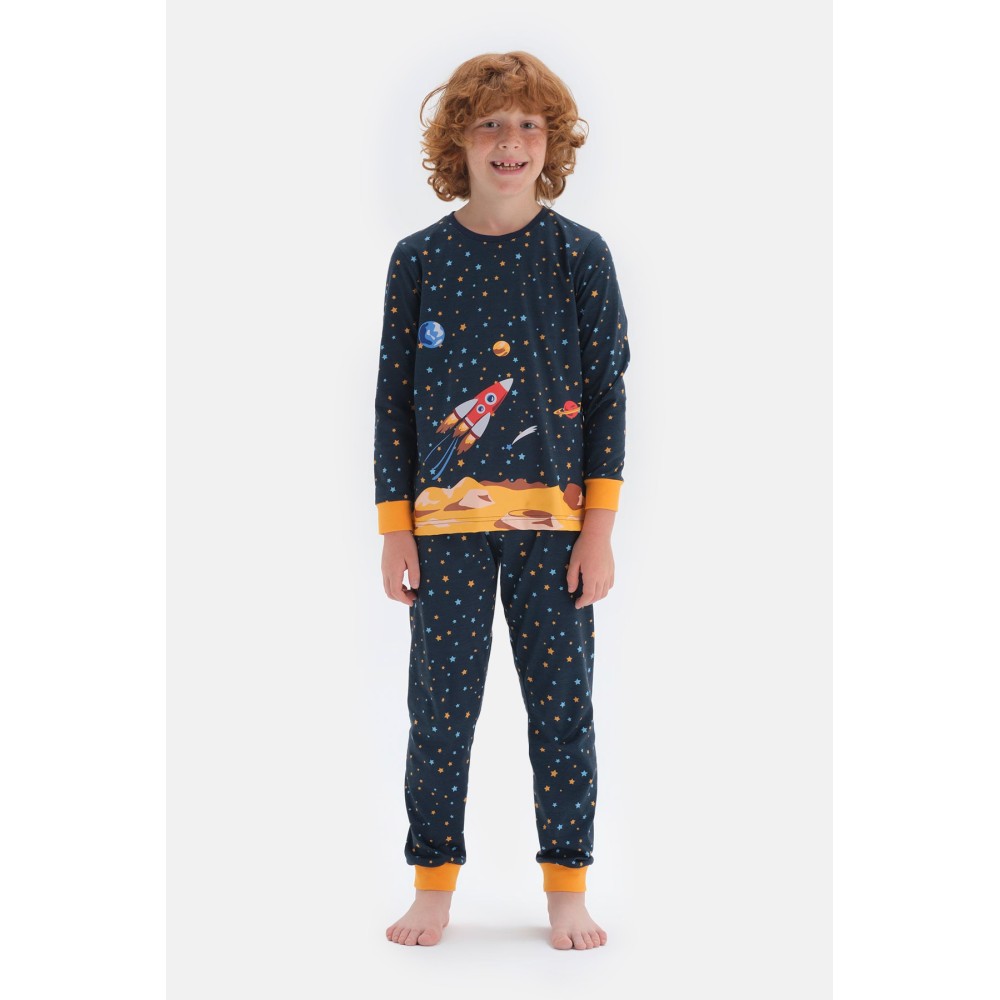 Ensemble De Pyjama a Col Rond Et a Manches