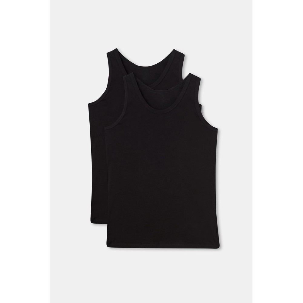 D1010 Debardeur En Coton Peigne a Col Large