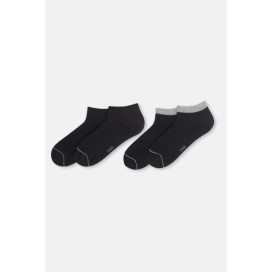 Ec748 Lot De 2 Chaussettes Bottines En Bambou 