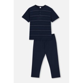 Ensemble De Pyjama En Maille Jacquard a Rayures Demi