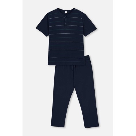 Ensemble De Pyjama En Maille Jacquard a Rayures Demi