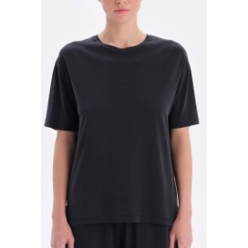 T-Shirt En Cupro a Manches Courtes Avec Detail De Coutures Au