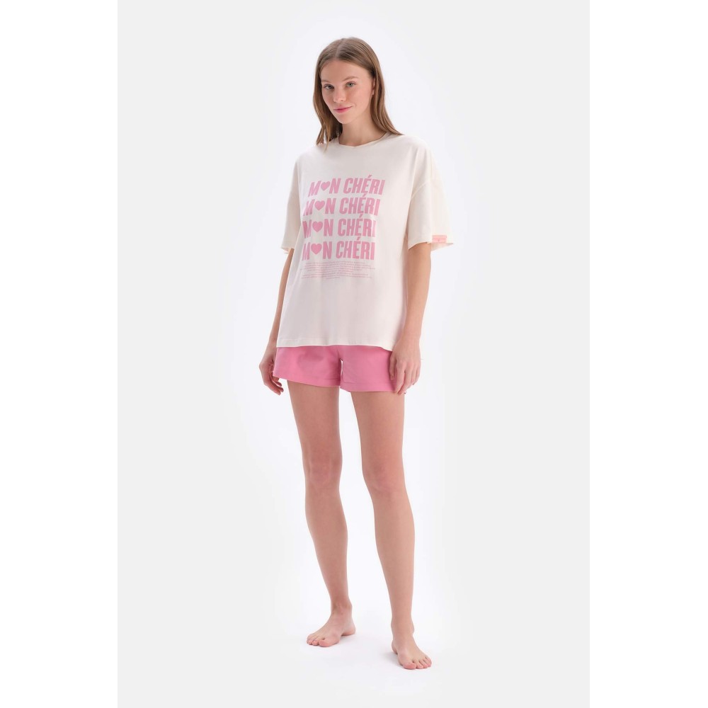 Ensemble De Pyjama Chemise Imprimee a Manches Courtes T-Shirt