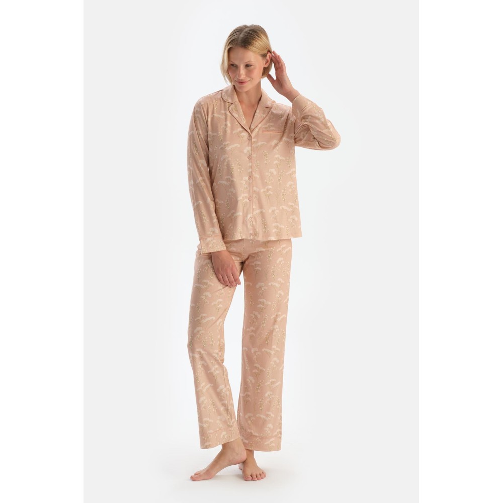 Ensemble De Pyjama Chemise Et Pantalon En Modal Peigne a Motifs
