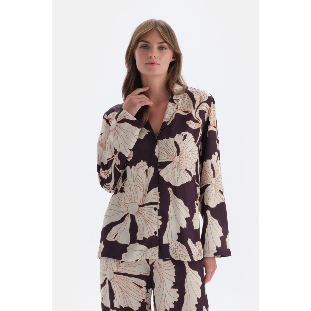 Chemise Tissee Avec Detail Imprime