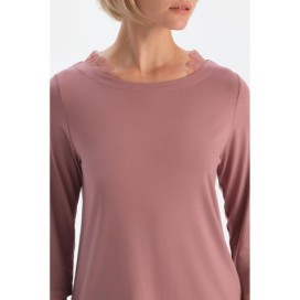 Ensemble De Pyjama Detaille En Dentelle a Col