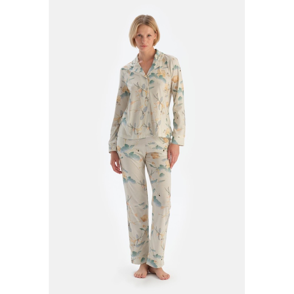 Ensemble Pyjama Chemise Et Pantalon a Motif