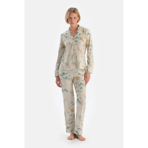 Ensemble Pyjama Chemise Et Pantalon a Motif