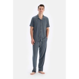 Ensemble De Pyjama Raye a Manches Courtes Et Col