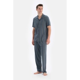 Ensemble De Pyjama Raye a Manches Courtes Et Col