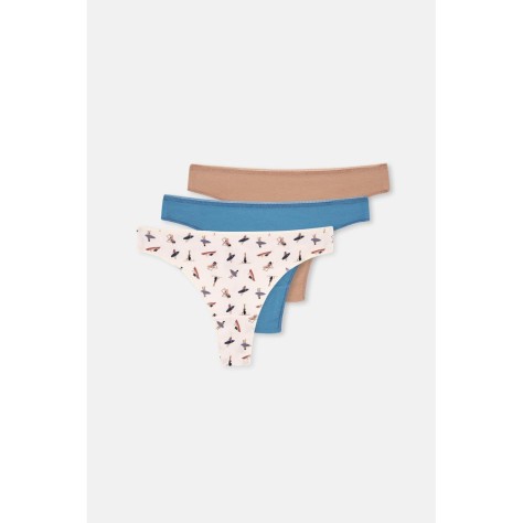 Lot De 3 Culottes Strings a Motifs
