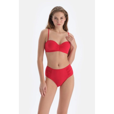 Bas De Bikini Taille Haute Drape Sur Le Côte
