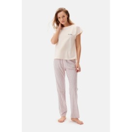 Ensemble Pyjama T-Shirt Pantalon Souligne Col