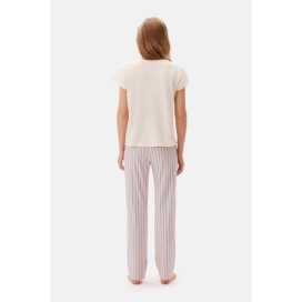 Ensemble Pyjama T-Shirt Pantalon Souligne Col