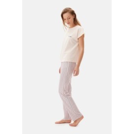 Ensemble Pyjama T-Shirt Pantalon Souligne Col