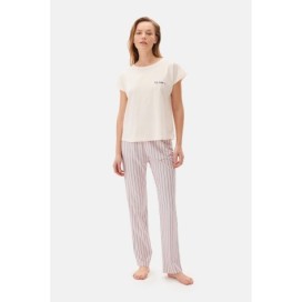 Ensemble Pyjama T-Shirt Pantalon Souligne Col