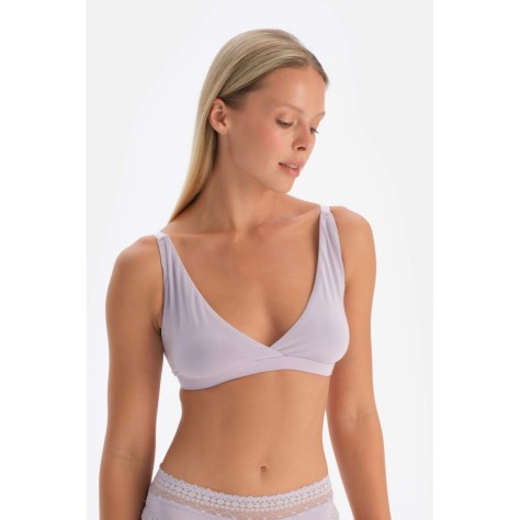 Soutien-Gorge Double Triangle Double Boutonnage Micromodal Avec Detail Dentelle Au