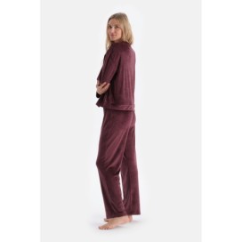 Ensemble De Pyjama En Velours a Col Rond Et a Manches