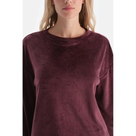 Ensemble De Pyjama En Velours a Col Rond Et a Manches