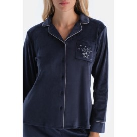 Ensemble De Pyjama Chem_se Pantalon En Velours Deta_lle