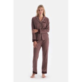 Ensemble De Pyjama Chem_se Et Pantalon En Modal Pe_gne a Mot_f