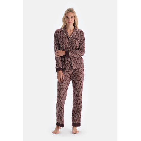 Ensemble De Pyjama Chem_se Et Pantalon En Modal Pe_gne a Mot_f