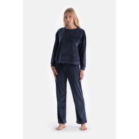 Ensemble De Pyjama En Velours a Col Rond Et a Manches