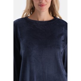 Ensemble De Pyjama En Velours a Col Rond Et a Manches