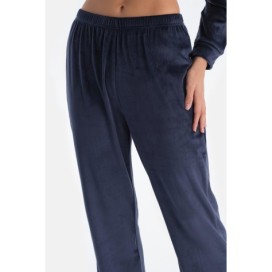 Ensemble De Pyjama En Velours a Col Rond Et a Manches