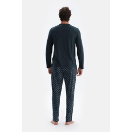 Ensemble Pyjama Chemise Et Pantalon En Jersey De Modal a Manches Longues Et Demi-Patte De