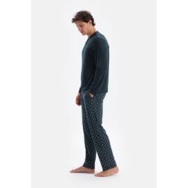 Ensemble Pyjama Chemise Et Pantalon En Jersey De Modal a Manches Longues Et Demi-Patte De