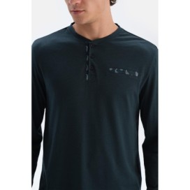 Ensemble Pyjama Chemise Et Pantalon En Jersey De Modal a Manches Longues Et Demi-Patte De