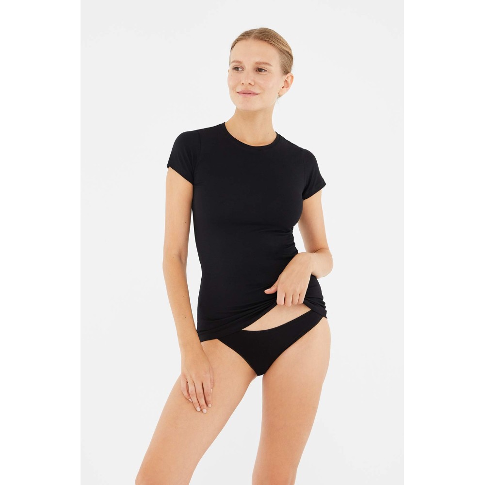 T-Shirt Col En V En Coton Peigne