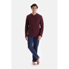 Ensemble De Pyjama T-Sh_rt Et Pantalon Avec Poche Passee Et Col En