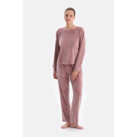Ensemble De Pyjama En Velours a Manches Longues Et Col