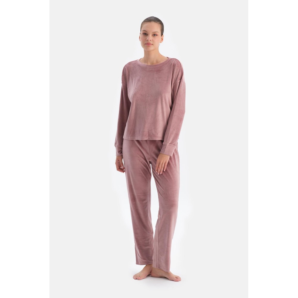 Ensemble De Pyjama En Velours a Manches Longues Et Col