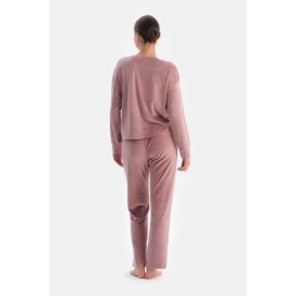 Ensemble De Pyjama En Velours a Manches Longues Et Col