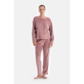 Ensemble De Pyjama En Velours a Manches Longues Et Col
