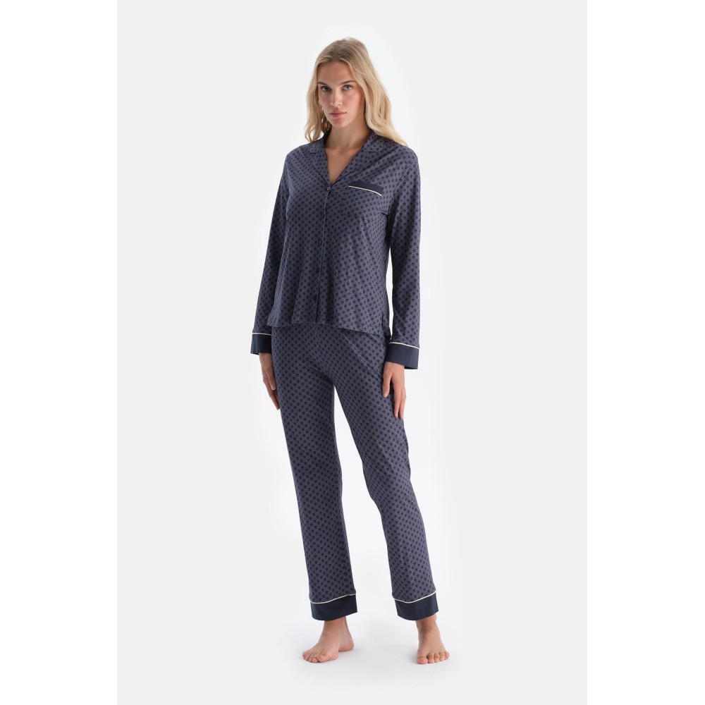 Ensemble De Pyjama Chem_se Et Pantalon En Modal Pe_gne a Mot_f