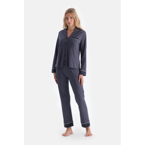 Ensemble De Pyjama Chem_se Et Pantalon En Modal Pe_gne a Mot_f