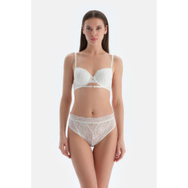 Culotte Brésilienne Taille Haute Dentelle Femme Blanc