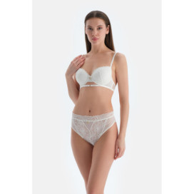 Culotte Brésilienne Taille Haute Dentelle Femme Blanc
