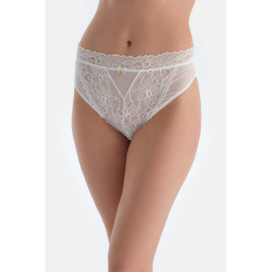 Culotte Brésilienne Taille Haute Dentelle Femme Blanc