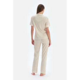 Ensemble Pyjama Chemise Et Pantalon À Motif Corde Femme Jaune Clair