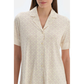 Ensemble Pyjama Chemise Et Pantalon À Motif Corde Femme Jaune Clair