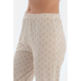 Ensemble Pyjama Chemise Et Pantalon À Motif Crispy Femme Ecru