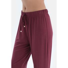 Ensemble Pyjama Chemise Pantalon Basique Femme Bordeaux